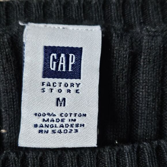 Vintage Y2K 2002 Gap Factory Womens M Blank Fine Ribbed Knit Sweater Black - Picture 4 of 7